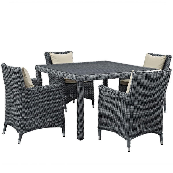 Modway Summon 5 Piece Outdoor Patio Sunbrella Dining Set | Outdoor Dining Set | Modishstore-2