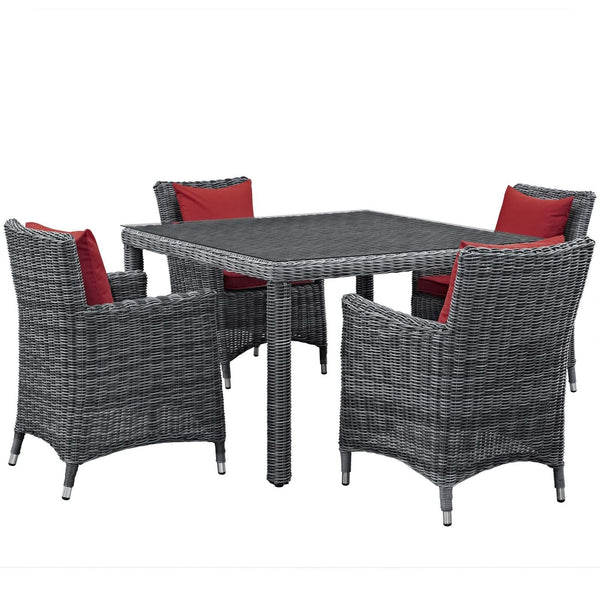 Modway Summon 5 Piece Outdoor Patio Sunbrella Dining Set | Outdoor Dining Set | Modishstore-22