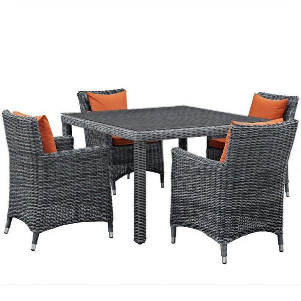 Modway Summon 5 Piece Outdoor Patio Sunbrella Dining Set | Outdoor Dining Set | Modishstore-15