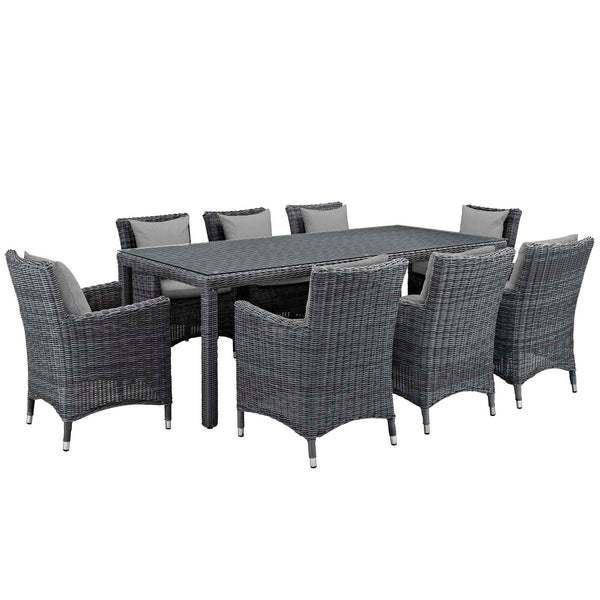 Modway Summon 9 Piece Outdoor Patio Sunbrella Dining Set | Outdoor Dining Sets | Modishstore-27