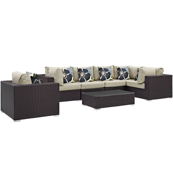 Modway Convene 7 Piece Outdoor Patio Sectional Set - EEI-2350 | Outdoor Sofas, Loveseats & Sectionals | Modishstore-24