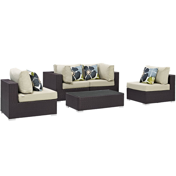 Modway Convene 5 Piece Outdoor Patio Sectional Set - EEI-2356 | Outdoor Sofas, Loveseats & Sectionals | Modishstore-23