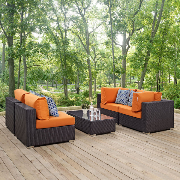 Modway Convene 5 Piece Outdoor Patio Sectional Set - EEI-2356 | Outdoor Sofas, Loveseats & Sectionals | Modishstore-21