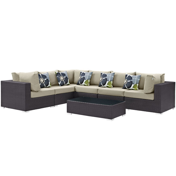 Modway Convene 7 Piece Outdoor Patio Sectional Set - EEI-2361 | Outdoor Sofas, Loveseats & Sectionals | Modishstore-25