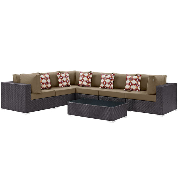 Modway Convene 7 Piece Outdoor Patio Sectional Set - EEI-2361 | Outdoor Sofas, Loveseats & Sectionals | Modishstore-24