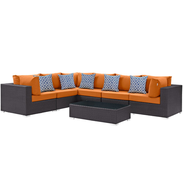 Modway Convene 7 Piece Outdoor Patio Sectional Set - EEI-2361 | Outdoor Sofas, Loveseats & Sectionals | Modishstore-23