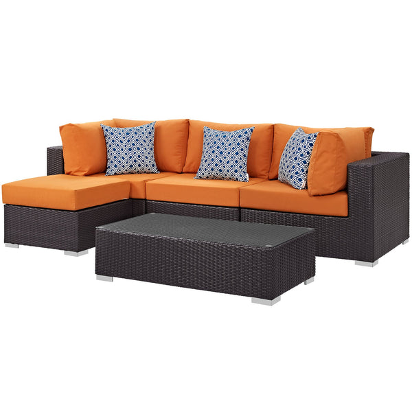 Modway Convene 5 Piece Outdoor Patio Sectional Set - EEI-2362 | Outdoor Sofas, Loveseats & Sectionals | Modishstore-29