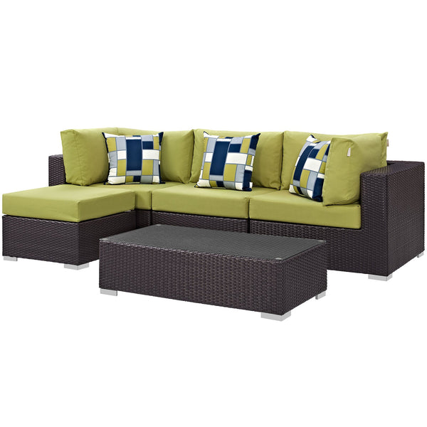 Modway Convene 5 Piece Outdoor Patio Sectional Set - EEI-2362 | Outdoor Sofas, Loveseats & Sectionals | Modishstore-28