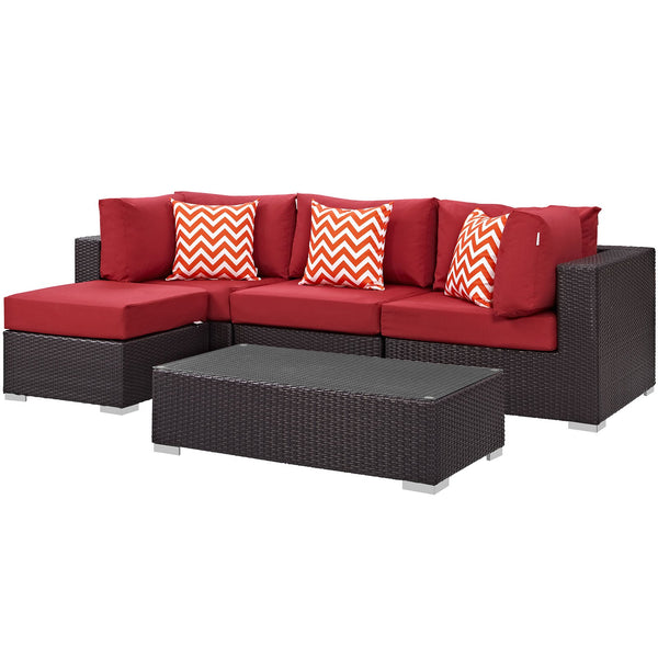 Modway Convene 5 Piece Outdoor Patio Sectional Set - EEI-2362 | Outdoor Sofas, Loveseats & Sectionals | Modishstore-27