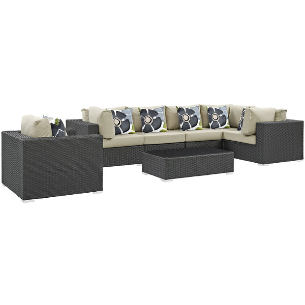 Modway Sojourn 7 Piece Outdoor Patio Sunbrella Sectional Set - EEI-2374 | Outdoor Sofas, Loveseats & Sectionals | Modishstore-21