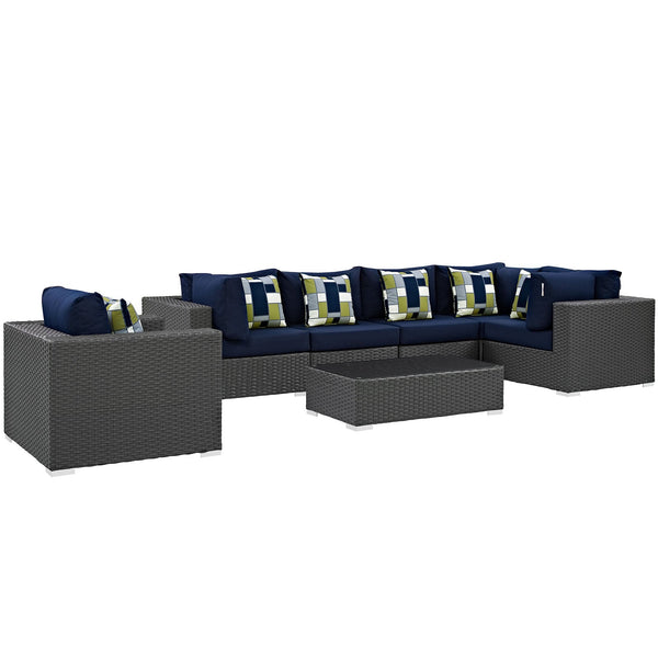 Modway Sojourn 7 Piece Outdoor Patio Sunbrella Sectional Set - EEI-2374 | Outdoor Sofas, Loveseats & Sectionals | Modishstore-20