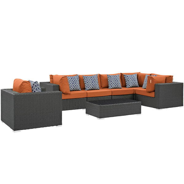 Modway Sojourn 7 Piece Outdoor Patio Sunbrella Sectional Set - EEI-2374 | Outdoor Sofas, Loveseats & Sectionals | Modishstore-19