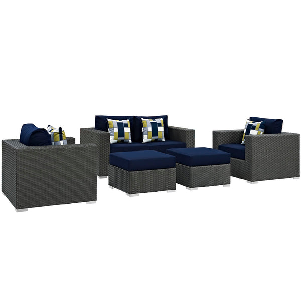 Modway Sojourn 5 Piece Outdoor Patio Sunbrella Sectional Set - EEI-2375 | Outdoor Sofas, Loveseats & Sectionals | Modishstore-16