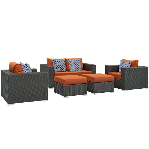 Modway Sojourn 5 Piece Outdoor Patio Sunbrella Sectional Set - EEI-2375 | Outdoor Sofas, Loveseats & Sectionals | Modishstore-15