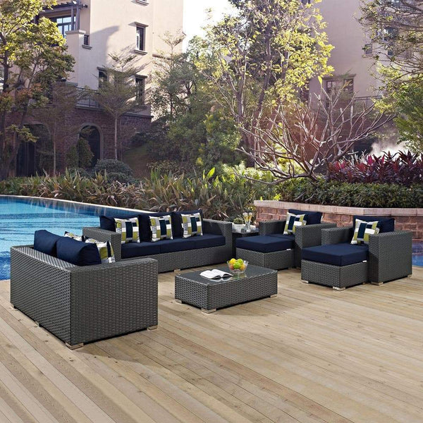 Modway Sojourn 9 Piece Outdoor Patio Sunbrella Sectional Set | Outdoor Sofas, Loveseats & Sectionals | Modishstore-9