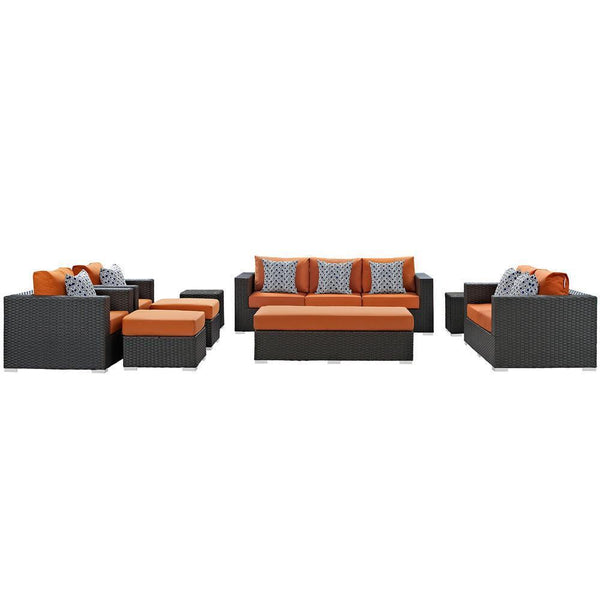 Modway Sojourn 9 Piece Outdoor Patio Sunbrella Sectional Set | Outdoor Sofas, Loveseats & Sectionals | Modishstore-17