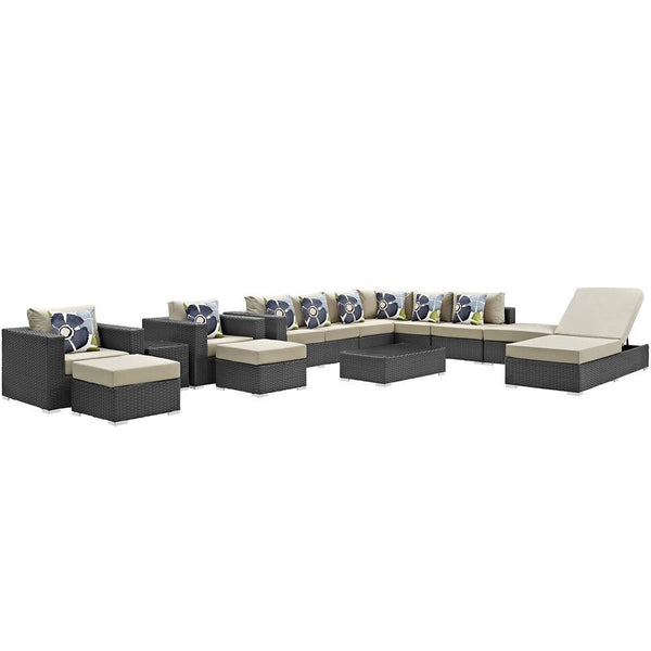 Modway Sojourn 12 Piece Outdoor Patio Sunbrella Sectional Set | Outdoor Sofas, Loveseats & Sectionals | Modishstore-26