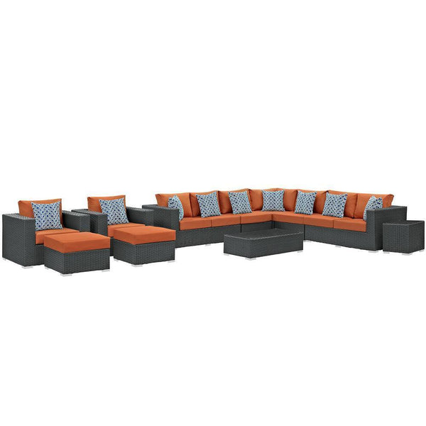 Modway Sojourn 11 Piece Outdoor Patio Sunbrella Sectional Set | Outdoor Sofas, Loveseats & Sectionals | Modishstore-5