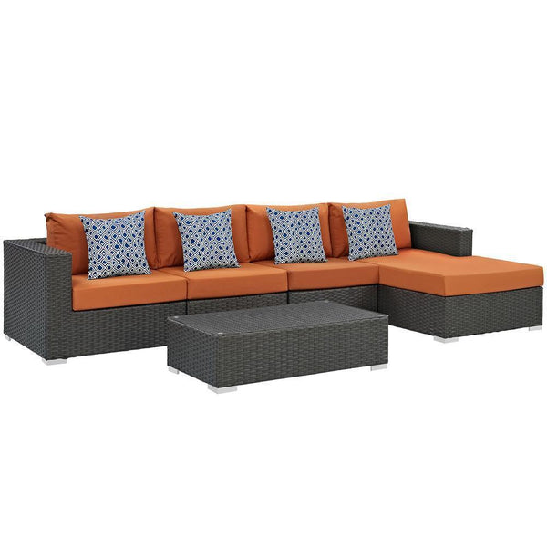 Modway Sojourn 5 Piece Outdoor Patio Sunbrella Sectional Set - EEI-2382 | Outdoor Sofas, Loveseats & Sectionals | Modishstore-5