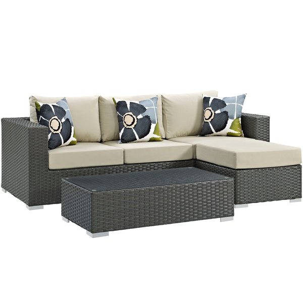 Modway Sojourn 3 Piece Outdoor Patio Sunbrella Sectional Set - EEI-2384 | Outdoor Sofas, Loveseats & Sectionals | Modishstore-20