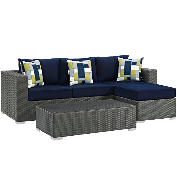 Modway Sojourn 3 Piece Outdoor Patio Sunbrella Sectional Set - EEI-2384 | Outdoor Sofas, Loveseats & Sectionals | Modishstore-19