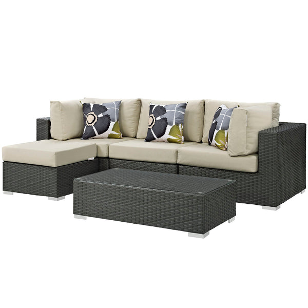 Sojourn 5 Piece Sunbrella Outdoor Patio Sectional Set by Modway | Outdoor Sofas, Loveseats & Sectionals | Modishstore-20