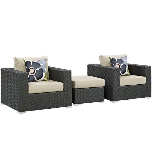 Modway Sojourn 3 Piece Outdoor Patio Sunbrella Sectional Set - EEI-2386 | Outdoor Sofas, Loveseats & Sectionals | Modishstore-18