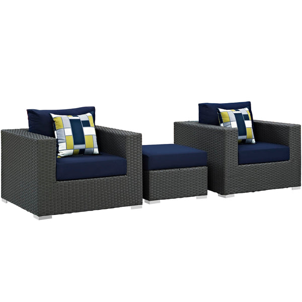 Modway Sojourn 3 Piece Outdoor Patio Sunbrella Sectional Set - EEI-2386 | Outdoor Sofas, Loveseats & Sectionals | Modishstore-17