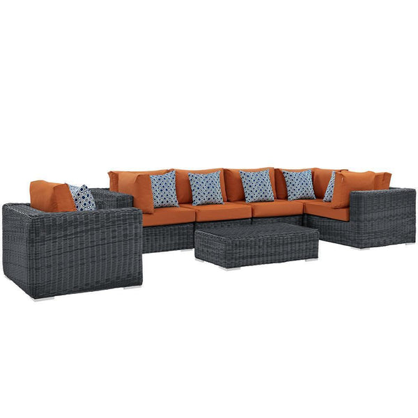 Modway Summon 7 Piece Outdoor Patio Sunbrella Sectional Set - EEI-2387 | Outdoor Sofas, Loveseats & Sectionals | Modishstore-13