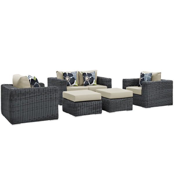 Modway Summon 5 Piece Outdoor Patio Sunbrella Sectional Set - EEI-2388 | Outdoor Sofas, Loveseats & Sectionals | Modishstore-20