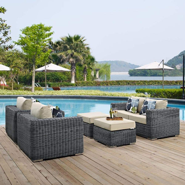 Modway Summon 5 Piece Outdoor Patio Sunbrella Sectional Set - EEI-2388 | Outdoor Sofas, Loveseats & Sectionals | Modishstore