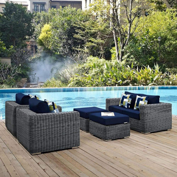 Modway Summon 5 Piece Outdoor Patio Sunbrella Sectional Set - EEI-2388 | Outdoor Sofas, Loveseats & Sectionals | Modishstore-13