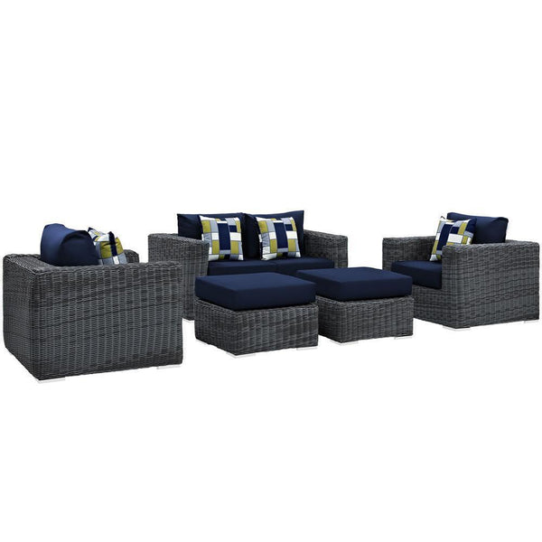 Modway Summon 5 Piece Outdoor Patio Sunbrella Sectional Set - EEI-2388 | Outdoor Sofas, Loveseats & Sectionals | Modishstore-3