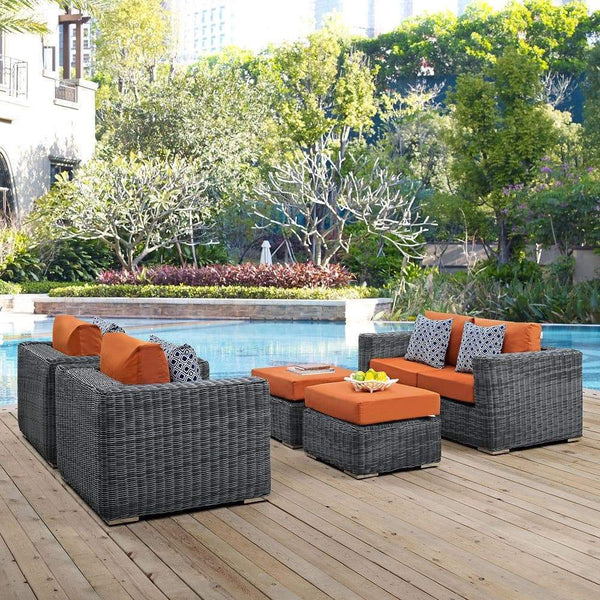 Modway Summon 5 Piece Outdoor Patio Sunbrella Sectional Set - EEI-2388 | Outdoor Sofas, Loveseats & Sectionals | Modishstore-19