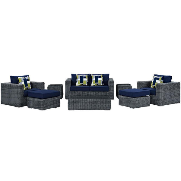 Modway Summon 8 Piece Outdoor Patio Sunbrella Sectional Set | Outdoor Sofas, Loveseats & Sectionals | Modishstore-2