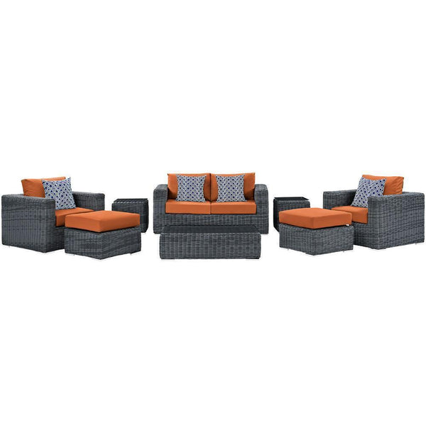 Modway Summon 8 Piece Outdoor Patio Sunbrella Sectional Set | Outdoor Sofas, Loveseats & Sectionals | Modishstore-13