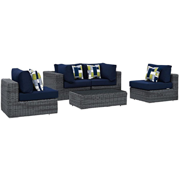 Modway Summon 5 Piece Outdoor Patio Sunbrella Sectional Set - EEI-2391 | Outdoor Sofas, Loveseats & Sectionals | Modishstore-7