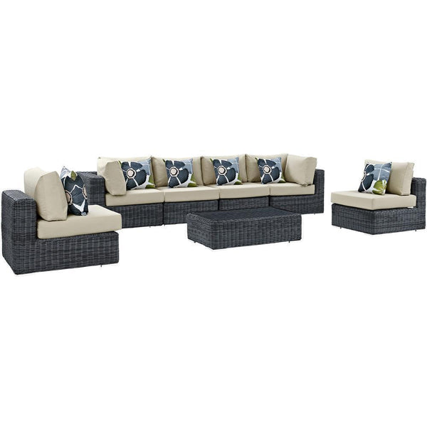 Modway Summon 7 Piece Outdoor Patio Sunbrella Sectional Set - EEI-2392 | Outdoor Sofas, Loveseats & Sectionals | Modishstore