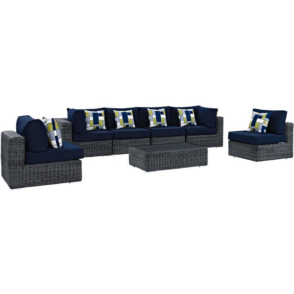 Modway Summon 7 Piece Outdoor Patio Sunbrella Sectional Set - EEI-2392 | Outdoor Sofas, Loveseats & Sectionals | Modishstore-3