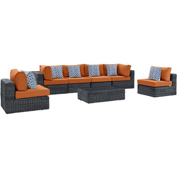 Modway Summon 7 Piece Outdoor Patio Sunbrella Sectional Set - EEI-2392 | Outdoor Sofas, Loveseats & Sectionals | Modishstore-5