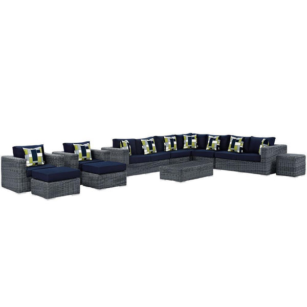 Modway Summon 11 Piece Outdoor Patio Sunbrella Sectional Set | Outdoor Sofas, Loveseats & Sectionals | Modishstore-2