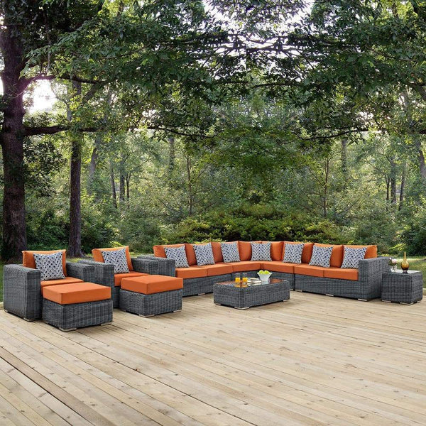 Modway Summon 11 Piece Outdoor Patio Sunbrella Sectional Set | Outdoor Sofas, Loveseats & Sectionals | Modishstore-16