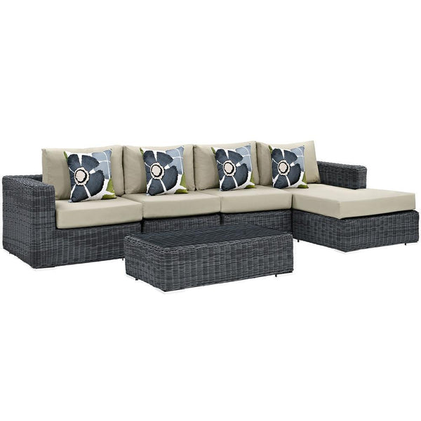 Modway Summon 5 Piece Outdoor Patio Sunbrella Sectional Set - EEI-2395 | Outdoor Sofas, Loveseats & Sectionals | Modishstore-15