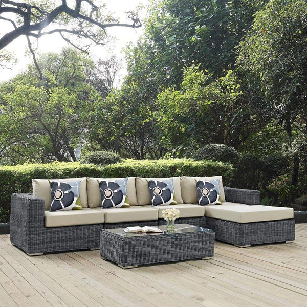 Modway Summon 5 Piece Outdoor Patio Sunbrella Sectional Set - EEI-2395 | Outdoor Sofas, Loveseats & Sectionals | Modishstore