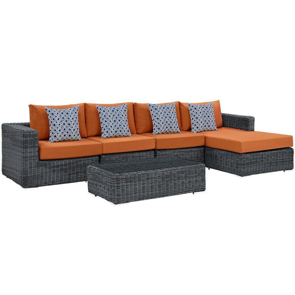 Modway Summon 5 Piece Outdoor Patio Sunbrella Sectional Set - EEI-2395 | Outdoor Sofas, Loveseats & Sectionals | Modishstore-5