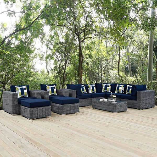 Modway Summon 10 Piece Outdoor Patio Sunbrella Sectional Set | Outdoor Sofas, Loveseats & Sectionals | Modishstore