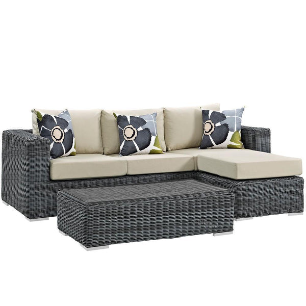 Modway Summon 3 Piece Outdoor Patio Sunbrella Sectional Set - EEI-2397 | Outdoor Sofas, Loveseats & Sectionals | Modishstore-11