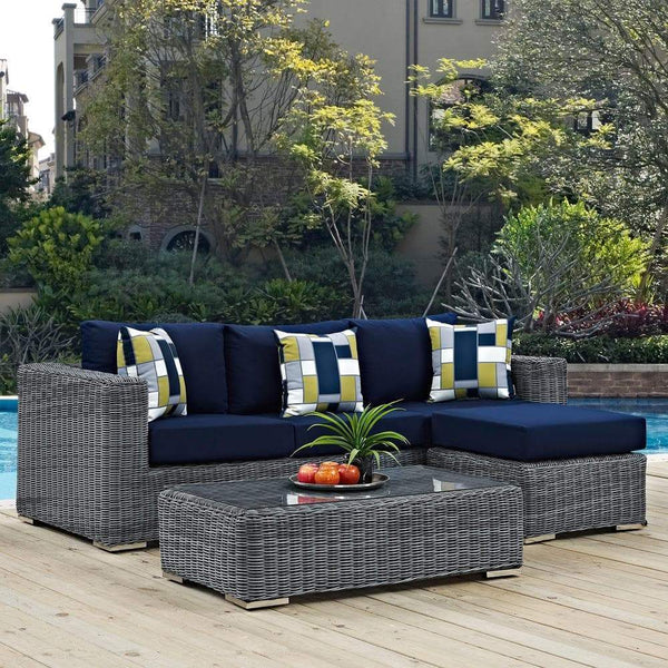 Modway Summon 3 Piece Outdoor Patio Sunbrella Sectional Set - EEI-2397 | Outdoor Sofas, Loveseats & Sectionals | Modishstore