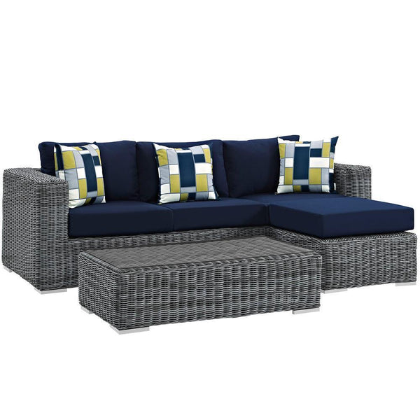 Modway Summon 3 Piece Outdoor Patio Sunbrella Sectional Set - EEI-2397 | Outdoor Sofas, Loveseats & Sectionals | Modishstore-3