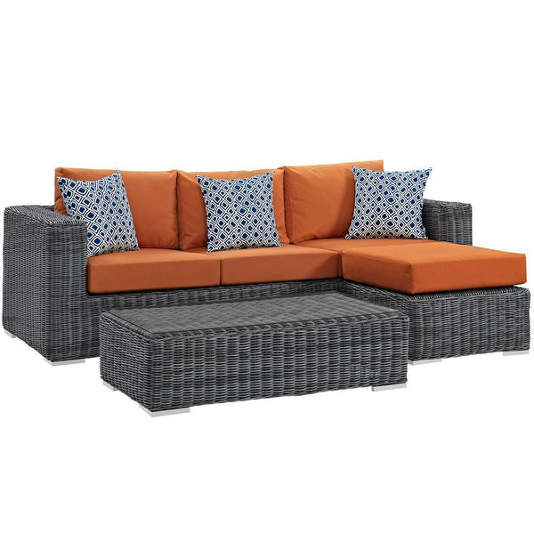 Modway Summon 3 Piece Outdoor Patio Sunbrella Sectional Set - EEI-2397 | Outdoor Sofas, Loveseats & Sectionals | Modishstore-9